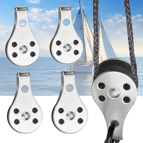 4 Pièces Double Inox Pivotant Poulie, Poulies à Bloc Unique, Bloc Poulie Simple en Acier Inoxydable, pour Les Grands Kayaks, Canoës, Usines, Bâtiments, Etc