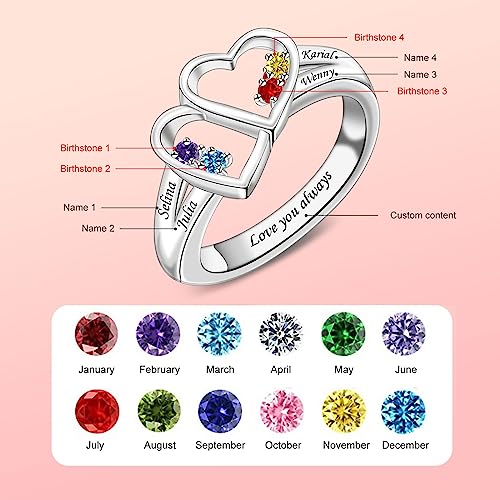 MissNaNa Customized Mothers Ring with 2-8 Birthstones & Names Personalized Birthstone Rings Family Name Rings Ideal Jewelry Gift for Wife Mother Grandma4
