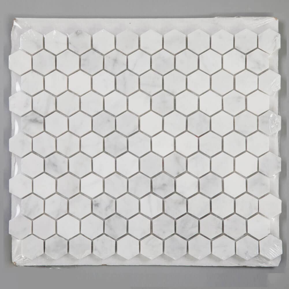 Buy Diflart Carrara White Carrera Hexagon Marble Mosaic Tile 1 Inch Hex Honed Kitchen Bathroom