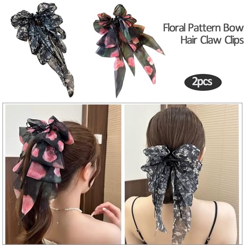 2 Pinzas para cabello con botón y borlas largas miniatura 2