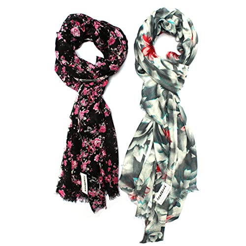 Image of Women's Trendy floral Printed Rayon Stoles Multicolour (Pack of 2)