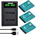 EN-EL19 Akku 3-Packs 1200mAh, Hisewen Dual Ladegerät für Nikon Coolpix W150 S33 S32 S100 S2500 S2800 S3200 S3500 S4100 S5200 S5300 S6500 S6600 S6800 S6900 S7000, für Sony NP-BJ1 DSC-RX0