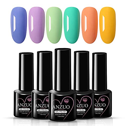 Gel Nail Polish Set, Holiday Neon 6 Colors Gel Polish Kit Popular Nail Art Design Soak Off LED Lamp Nail Polish Gel Manicure Kit Gifts Set for Girls Women Professional DIY Home Use