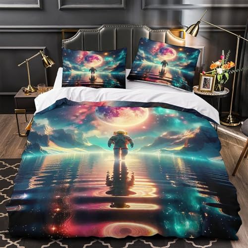 Linge de lit astronaute impression 3D haute définition en microfibre douce durable - 3