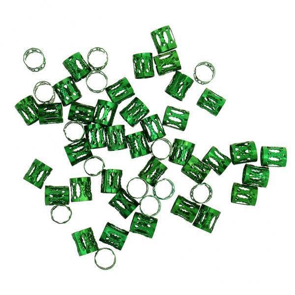 SNAPPSY 6xPhenovo 50pcs/Pack Hair Braid Cuff Adjustable Hair Dreadlock Beads Green-image-25