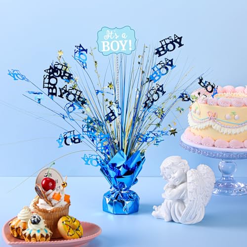 Wenqik 9 Pcs Baby Shower Foil Spray Centerpiece It's a Boy Table Centerpiece Gender Reveal Birthday Party Decors Metallic Table Decoration for Home Baby Shower Party Celebrations, Blue