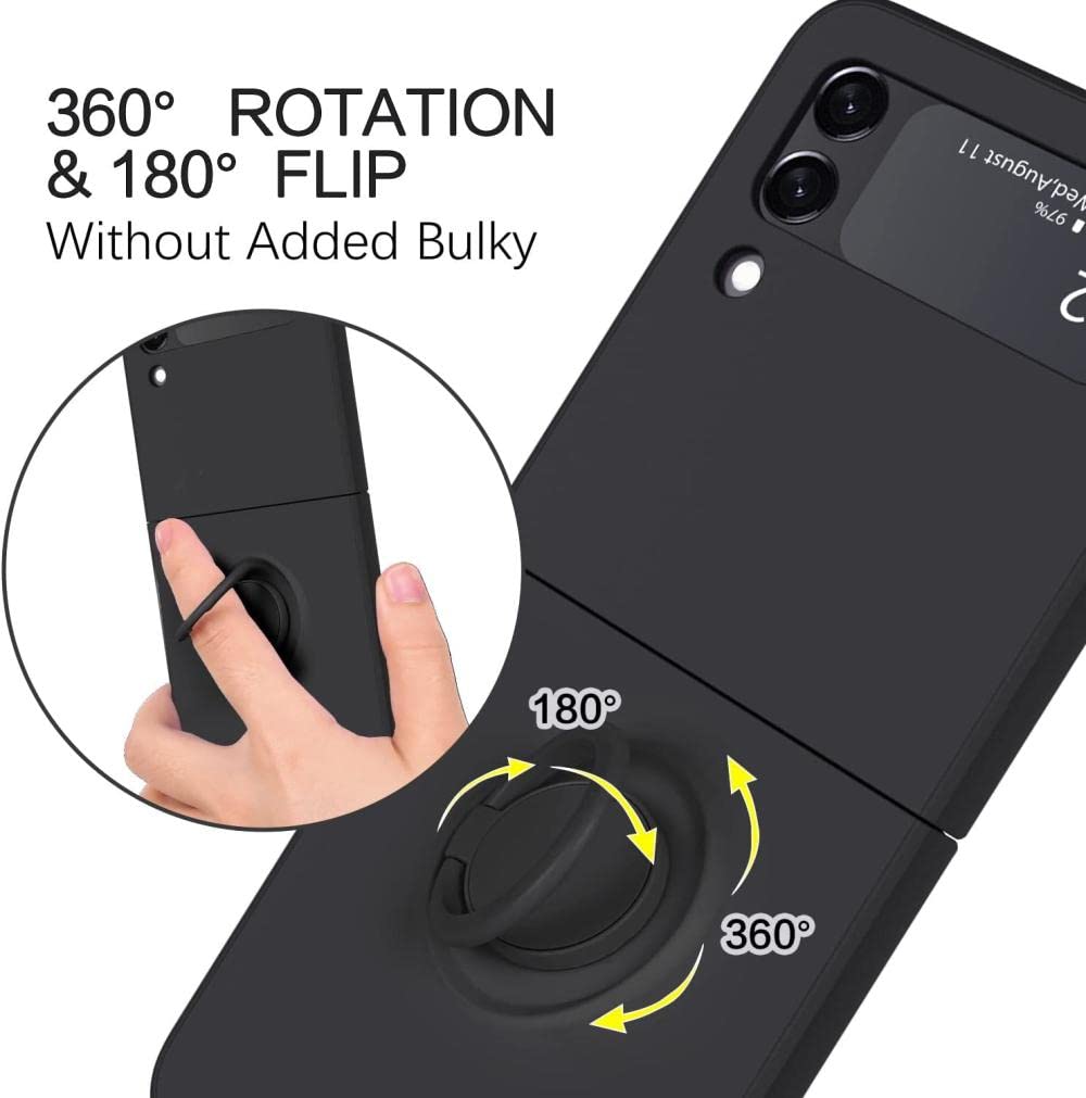 Luksusowy stojak z pierścieniem magnetyczny futerał na telefon do Samsung Galaxy Z Flip 5 4 Flip 3 uchwyt silikonowy w dotyku do Samsung Z Flip5, ciemnozielony, do Samsung Z Flip 3
