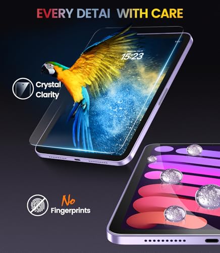 Image of EZ-GLAZ-2 Pack for iPad Mini 8.3 Inch Screen Protector [Mini 7 A17 Pro 7th Gen 2024 & Mini 6th Gen 2021], Military-Grade Shatterproof, 9H+ Tempered Glass with Installation Box, Anti-Scratch, Apple Pencil Compatible, HD Clarity, Bubble Free