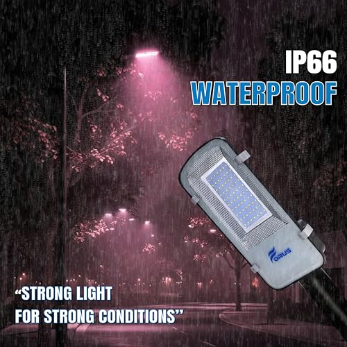 Image of Forus 40W LED Street Light with Clamp, IP66 Waterproof Outdoor LED Street Light, High Lumen 4800lm Pink, Aluminium Body for Road, Parking Lot, Garden & Industrial Outdoor Lighting (1 Pc)