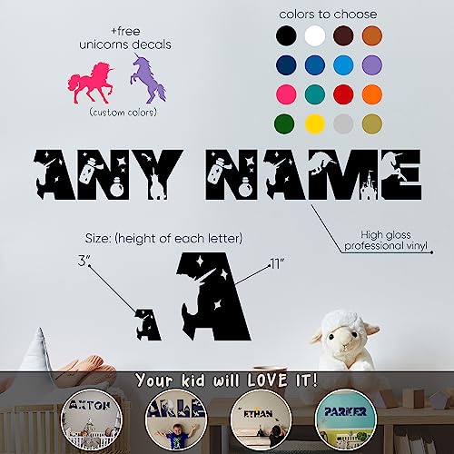 Vinilo Decorativo Nombre Unicornio Personalizable para Niñas miniatura 3