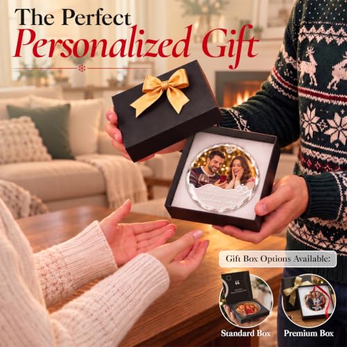Image of Engagement Ornament 2026, Personalized Glass Christmas Photo Keepsake