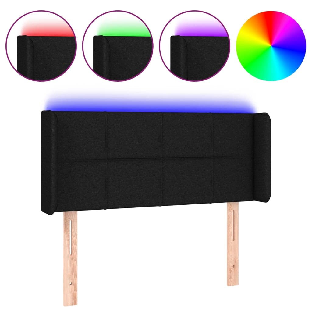 3123220 Testiera a LED Nera 93x16x78/88 cm in Tessuto Testata in Legno,Testata Letto Matrimoniale Muebles Dormitorio Spalliera Letto Testiere per Letto Matrimoniale