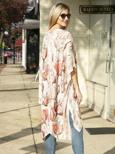 Image of Breezy Lane Women's Kimono Cardigan Summer Swimsuit Coverups Beach Cover Up with Floral Print for Vacation