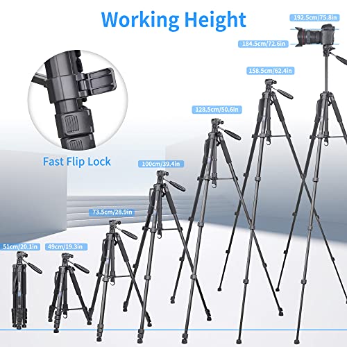 Image of INNOREL 72 inch Camera Tripod with Carry Bag, Lightweight Travel Aluminum Professional Tripod Stand (17lb /8kg Load) with Rotatable Phone Clip for DSLR, Cellphone, Canon, Nikon, Sony and DV Video RT20