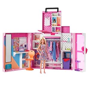 Barbie Coffret Dressing Deluxe de (60cm) avec poupée Blonde, 15 espaces de Rangement, Plus de 30 Tenues et Accessoires, Jouet Enfant, Dès 3 Ans, HGX57 51gjMZRcooL. SS300