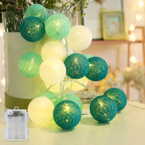 LED Lichterkette Baumwollkugeln Batteriebetrieben 3 3m 20er Cotton Ball Lichterketten Kugeln Nachtlicht für Weihnachten Hochzeit Party Zimmer Wohnheim Innen Deko