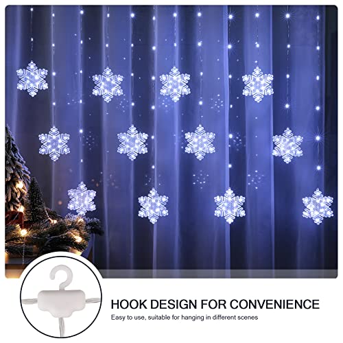 BLOOMWIN Christmas Window Lights 3 x 0.75M Snowflake Curtain Fairy Lights USB Powered with Remote 8 Flashing Modes 204LEDs Xmas Party Wedding Home Bedroom Wall Garden Ornament Decoration - Image 2