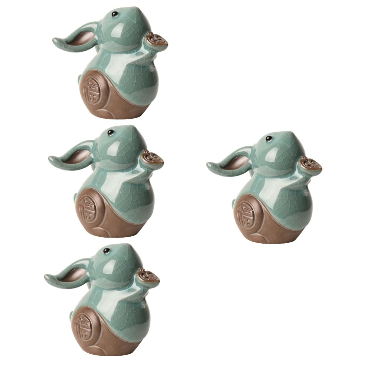 TOPBATHY 4 Pièces décoration de Table à thé Lapin Parure pour Animaux de Compagnie de thé Ornement pour Salon de thé Jouet Animal de Compagnie décoration de Lapin Statue de Lapin céramique