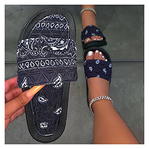 YJZZ Comfy Bandana Slippers Slip- On Slippers Slide Indoor Outdoor Flip- Flops Playa Zapatos de Playa Toe de Verano Flip Flops Calzado Antideslizante Cover