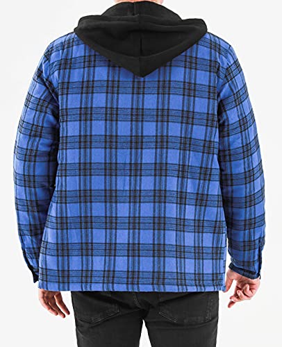 Image of Mens Flannel Jacket with Hood Thicken Quilted Lined Flannel Shirt Jackets for Men