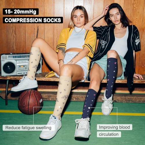 Image of Iseasoo 4 Pairs Compression Socks for Women Circulation-Best Support for Nurses,Running,Athletic,Travel