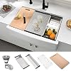 33 Inch Fireclay Farmhouse Sink Workstation Hovheir 33×21 Apron Front Farmhouse Kitchen Sink White Ceramic Porcelain Single Bowl Kitchen Sink Wide Curved Front Undermount Farm Sink with Cutting Board
