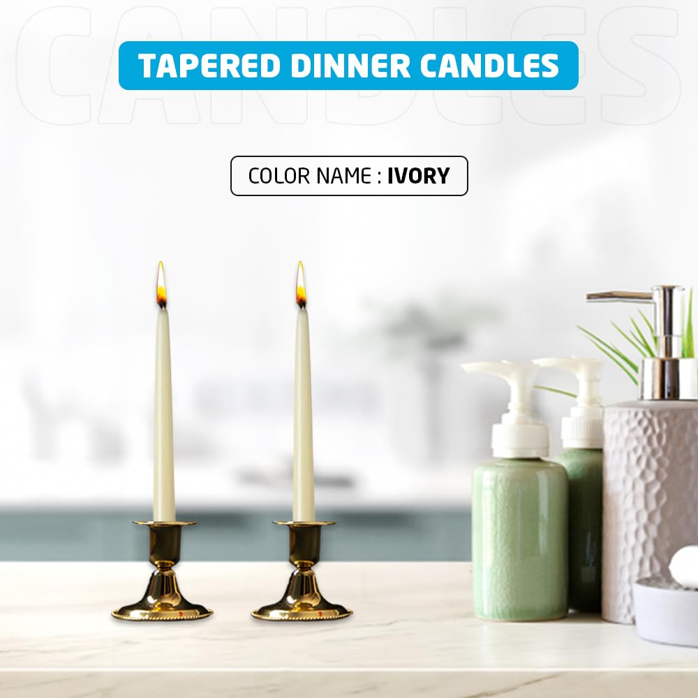 1Above Confezione da 50 candele affusolate | Non profumate – Candele a combustione lenta | Multiuso | Candele senza fumo (avorio)