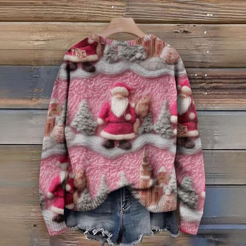 Ugly Christmas Sweaters for Women Cute Xmas Tree Reindeer Snowman Pullover Long Sleeve Crewneck Sweater2