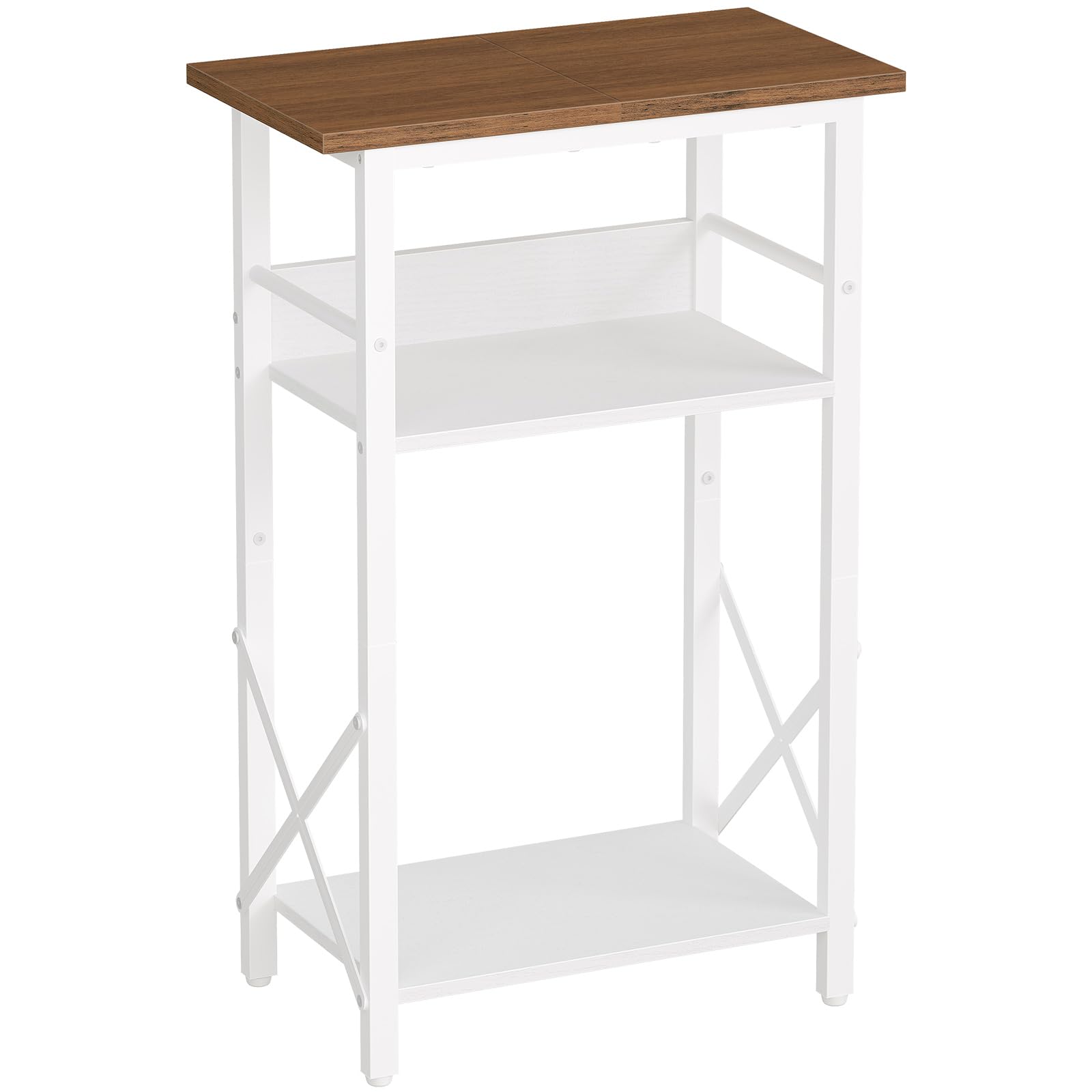 HOOBRO 3-stöckiger Aquarium Unterschrank, 37,8 L Aquarienständer, Fischtank Schrank, Aquarienschrank, Aquariumregal, Fischtankständer für Wohnzimmer und Büro, Weiß und Walnuss EWH52FT01