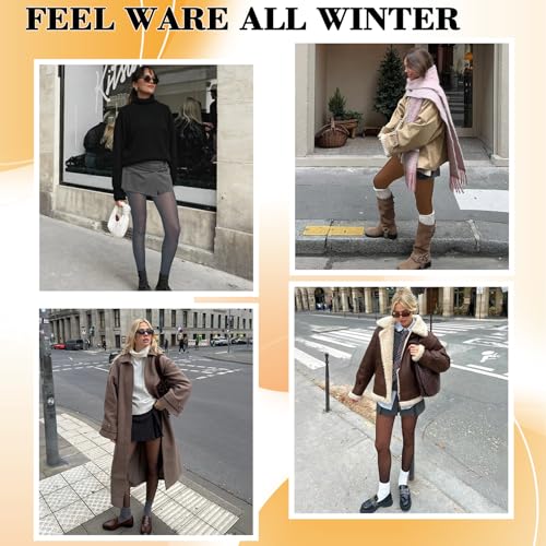 Image of Fleece Lined Tights Women,Warm Pantyhose leggings Women,Fake Translucent Thermal Tights for Winter