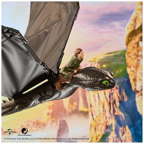 Dreamworks Dragons, How to Train Your Dragon, véritable Toothless Volant radiocommandé avec Ailes Qui Battent et Queue réglable, Jouets Dragon pour Enfants à partir de 4 Ans