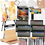 Photo Gallery viswin 148 pezzi kit pittura super deluxe con cavalletto da tavolo e da campo, 96 colori ad olio, acquerello e acrilici, tela, pennello, set pittura professionale per adulti, artista Photo Gallery viswin 148 pezzi kit pittura super deluxe con cavalletto da tavolo e da campo, 96 colori ad olio, acquerello e acrilici, tela, pennello, set pittura professionale per adulti, artista