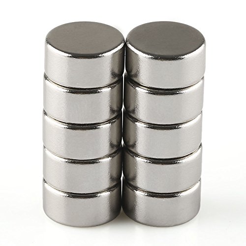OMO Magnetics ネオジウム磁石 ネオジムマグネット N50 円柱型 丸型 12x6mm ニッケルメッキ 専用ケース付き 科学実験 生活収納 オフィス汎用(10個セット)