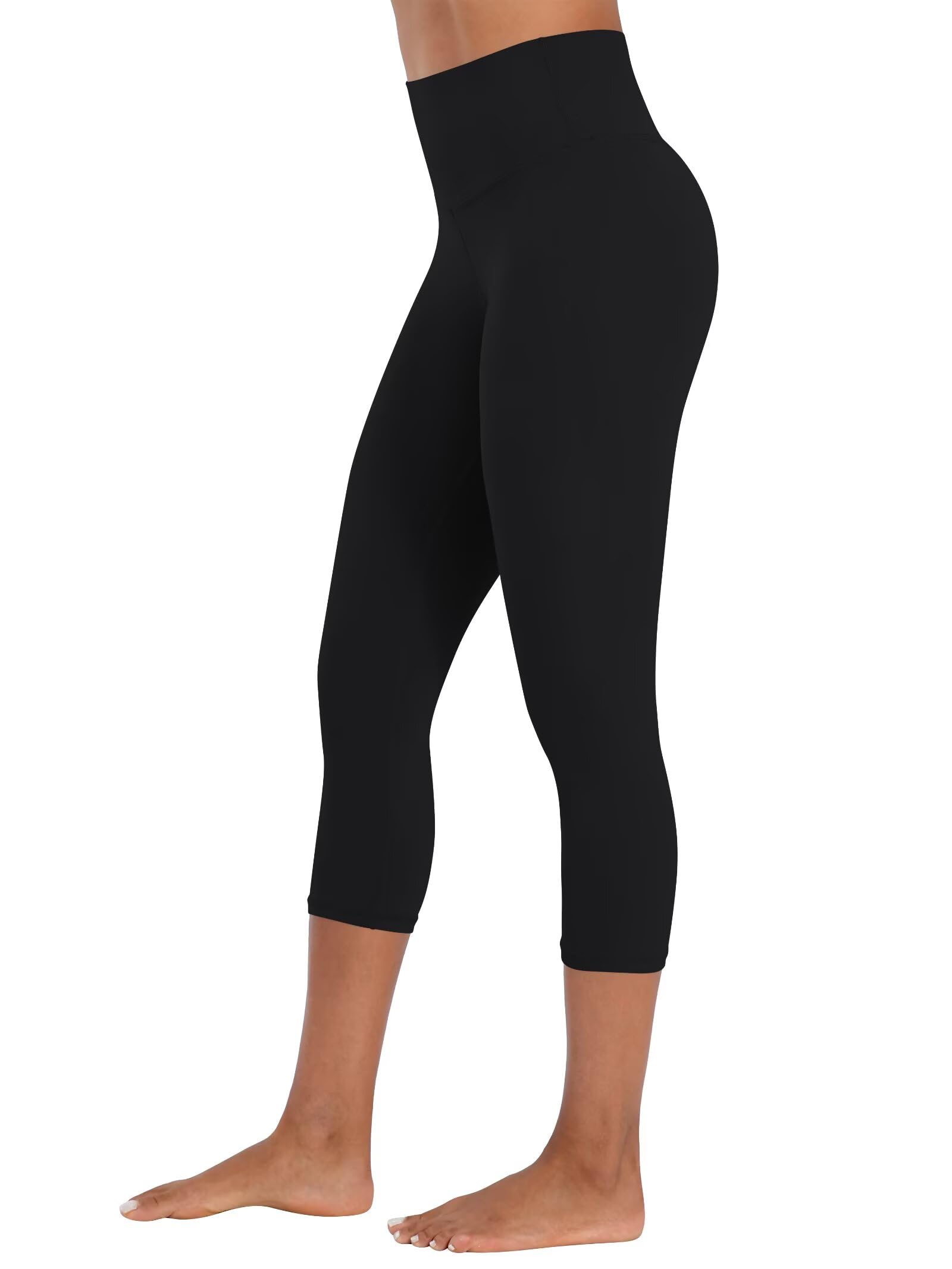 Sunzel Sunzfly Capri Leggings da Donna, 3/4 Pantaloni da Yoga a Vita Alta con Controllo della Pancia per l'Allenamento e La Corsa in Palestra Nero,19"