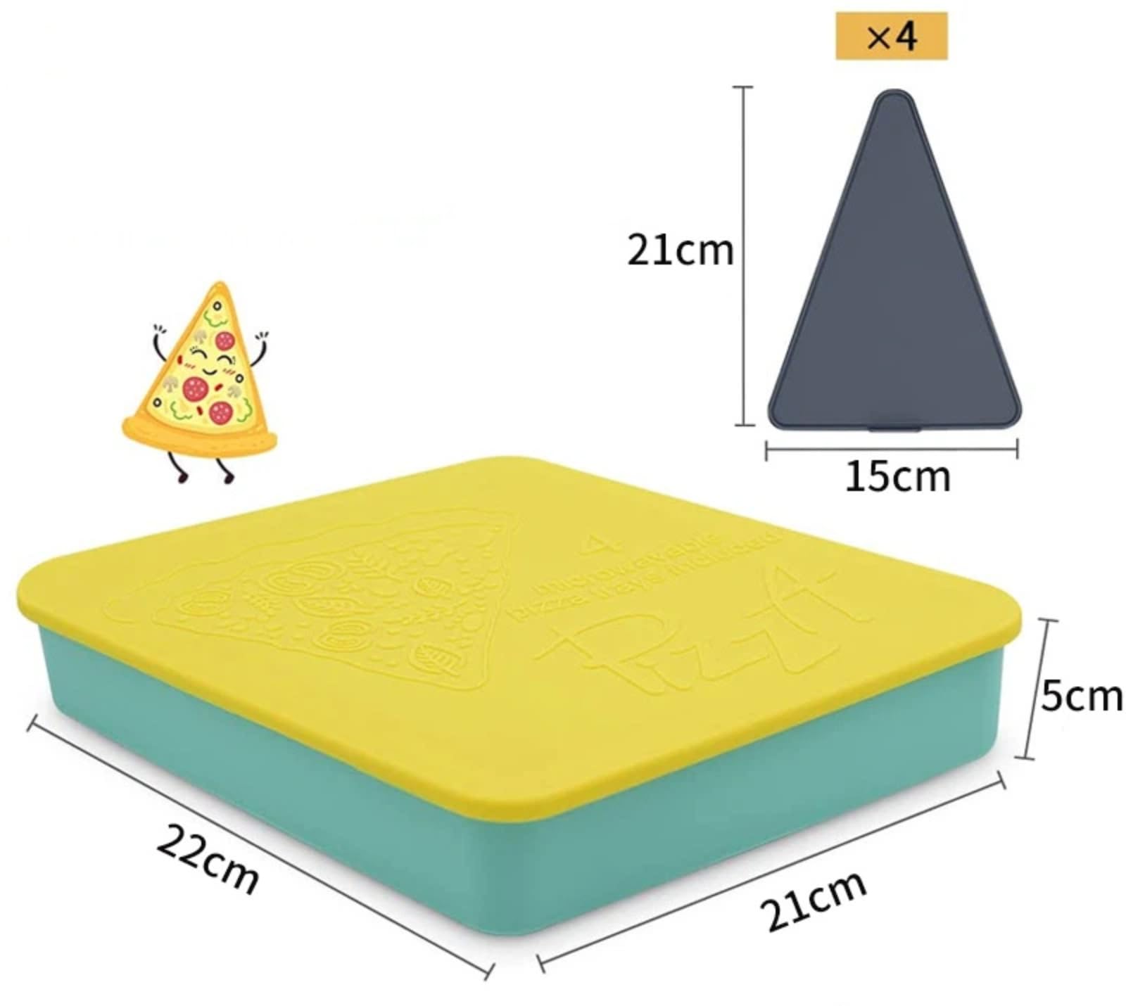 Caja de almacenamiento triangular de silicona para pizza, embalaje de pizza y caja de almacenamiento, tapa con cuatro bandejas