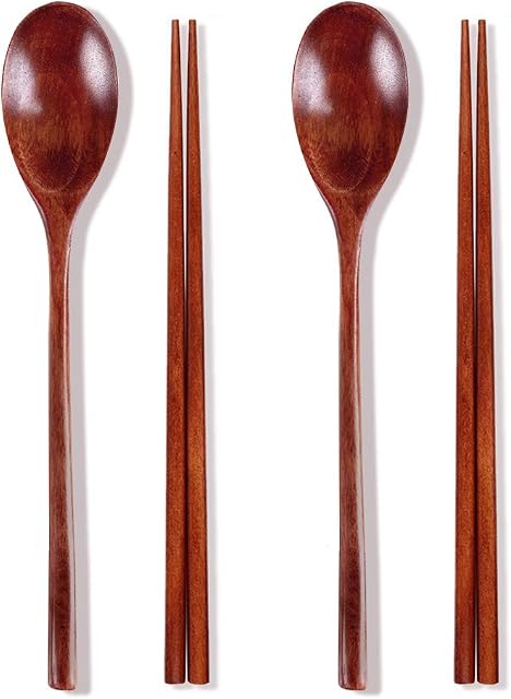 Ecloud Shop® Woden Spoon Chopsticks Sets Korean dinnerware Combinations 2pcs