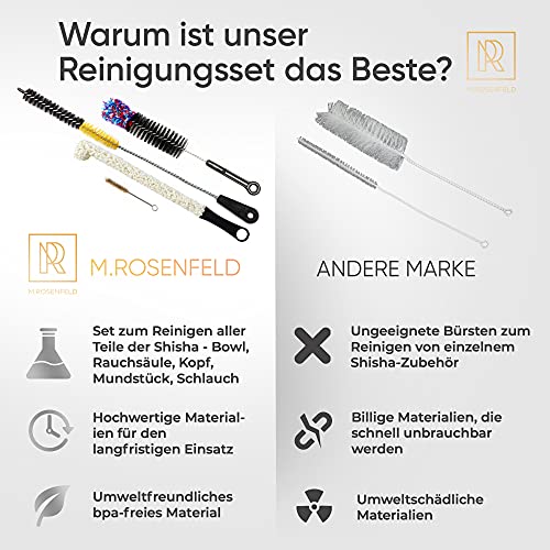 M. ROSENFELD Shisha Reinigungsset mit 4 Bürsten & 500 Edelstahl