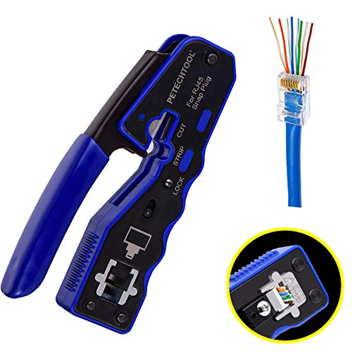 RJ45 Crimp Tool Pass Through Cutter for Cat6 Cat5 Cat5e 8P8C Modular Connectors
