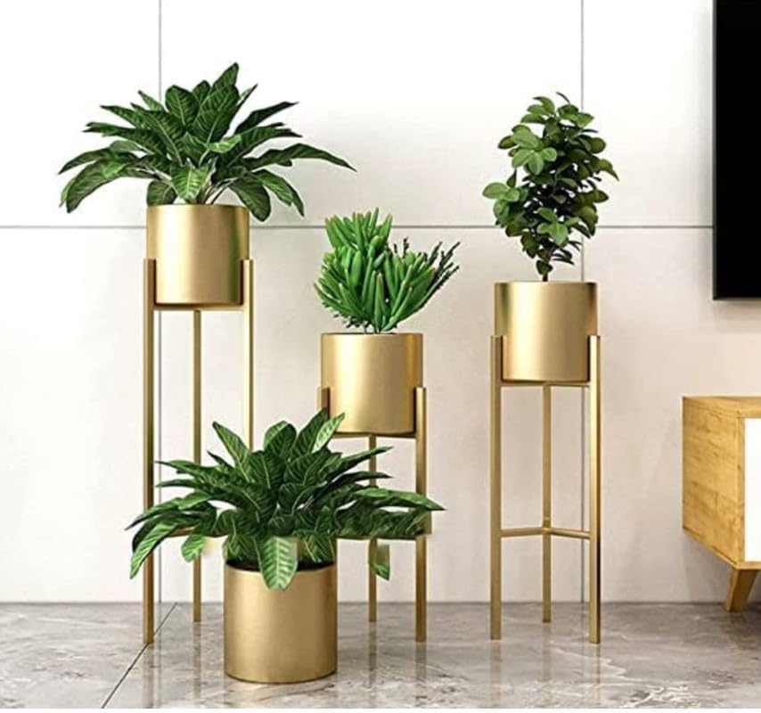 MRHH Modern Metal Floor Flower Stands Planter for Living Room Bedroom Display Plant Stand Tall Indoor Plant Stand with Planter Pot -Set of 3 gold (B0D5FLK513) Amazon Price History, Amazon Price Tracker