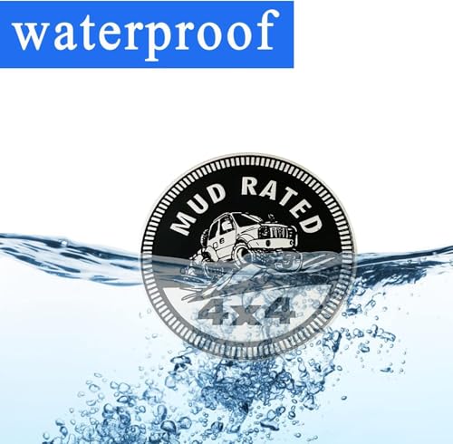Image of 2Pcs MUD Badge Rated Car Emblem, 4 x 4 Metal Automotive Badge 3D Metal Car Badges Emblems Round Emblem Decals Car Badge Decals Stickers Compatible for Jeep Wrangler SUV Vehicles Trucks Accessories
