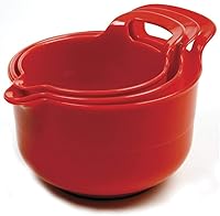 Vista 3 de Norpro 1020 , Red, Mixing Bowls, Set of 3, 4.5" x 8.75" x 6.75" / 11.5cm x 22cm x 17cm