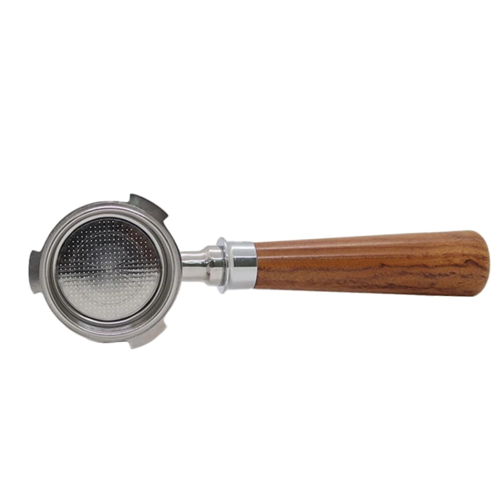 Portafiltro senza fondo da 2 in / 5,1 cm, 3 orecchie, per macchine da caffè DeL0nghi, manico in acciaio inox, legno di sandalo rosso, adatto per cestello filtrante senza fondo, ideale per baristi