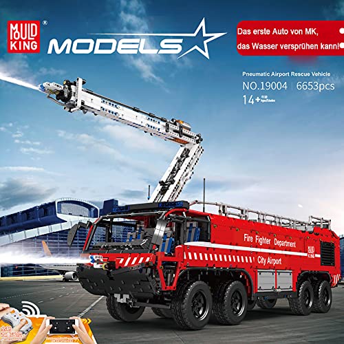 ASPAS MK 19004 Technik Flughafen Löschfahrzeug Mit 13 Motoren, 6653 Teile Technik Pneumatik Feuerwehr LKW Technic… – Bild 3