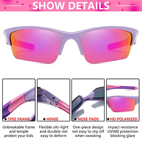 DUCO Toddler Kids Sunglasses for Boys Girls Sport Sunglasses Baseball Polarized Sunglasses for Age 4-7 Small to Medium K0144