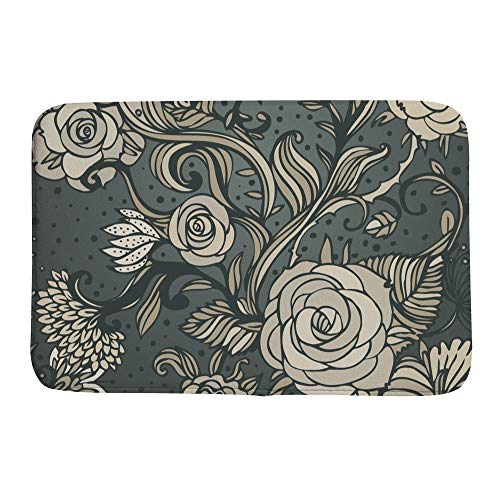 Tapis de bain floral classique gris idéal pour sortie de douche