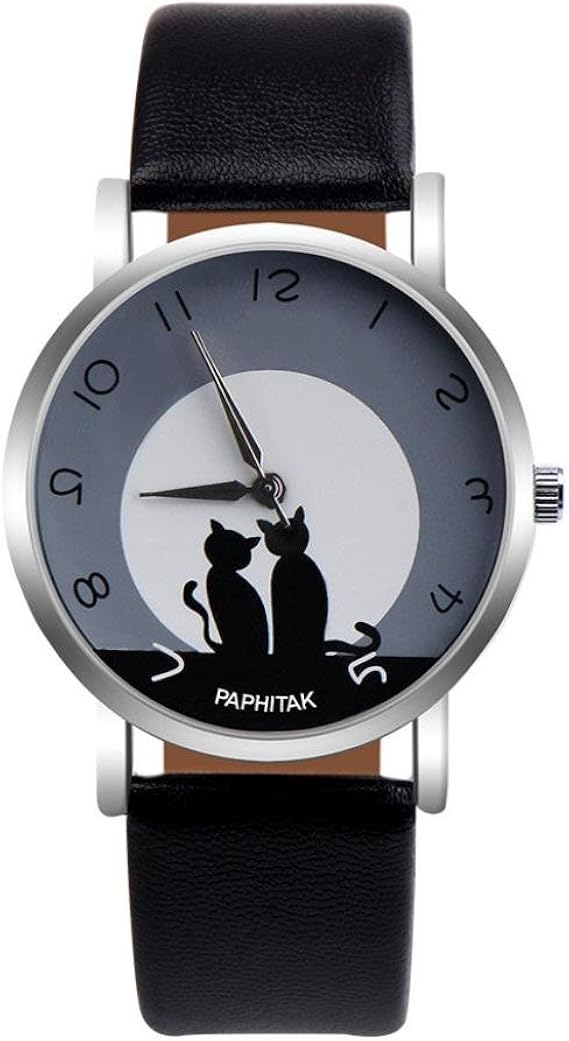 Amazon Goenn 可愛い 猫柄 レディース メンズ 腕時計 Puレザーバンド おしゃれ 男女ウォッチ ビジネス 誕生日 プレゼント 男女兼用 A レディース腕時計 腕時計 通販