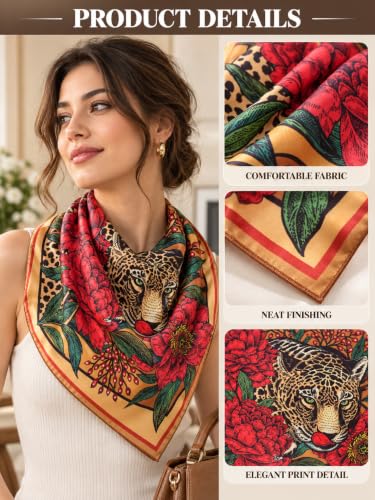 Image of Ravaiyaa - Attitude is everything Women Printed Silk Bandana 21 x 21 Inch Square Headband & Hair Wrap, Soft & Versatile | Fashion Neck Wrap