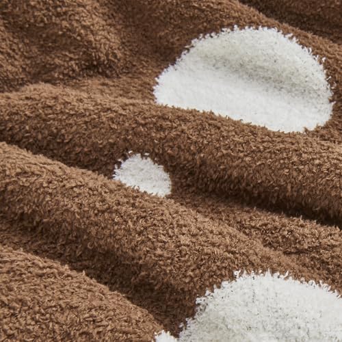 Image of CozeCube Reversible Knit Throw Blanket, Brown White Polka Dot, 60 inchx80 inch