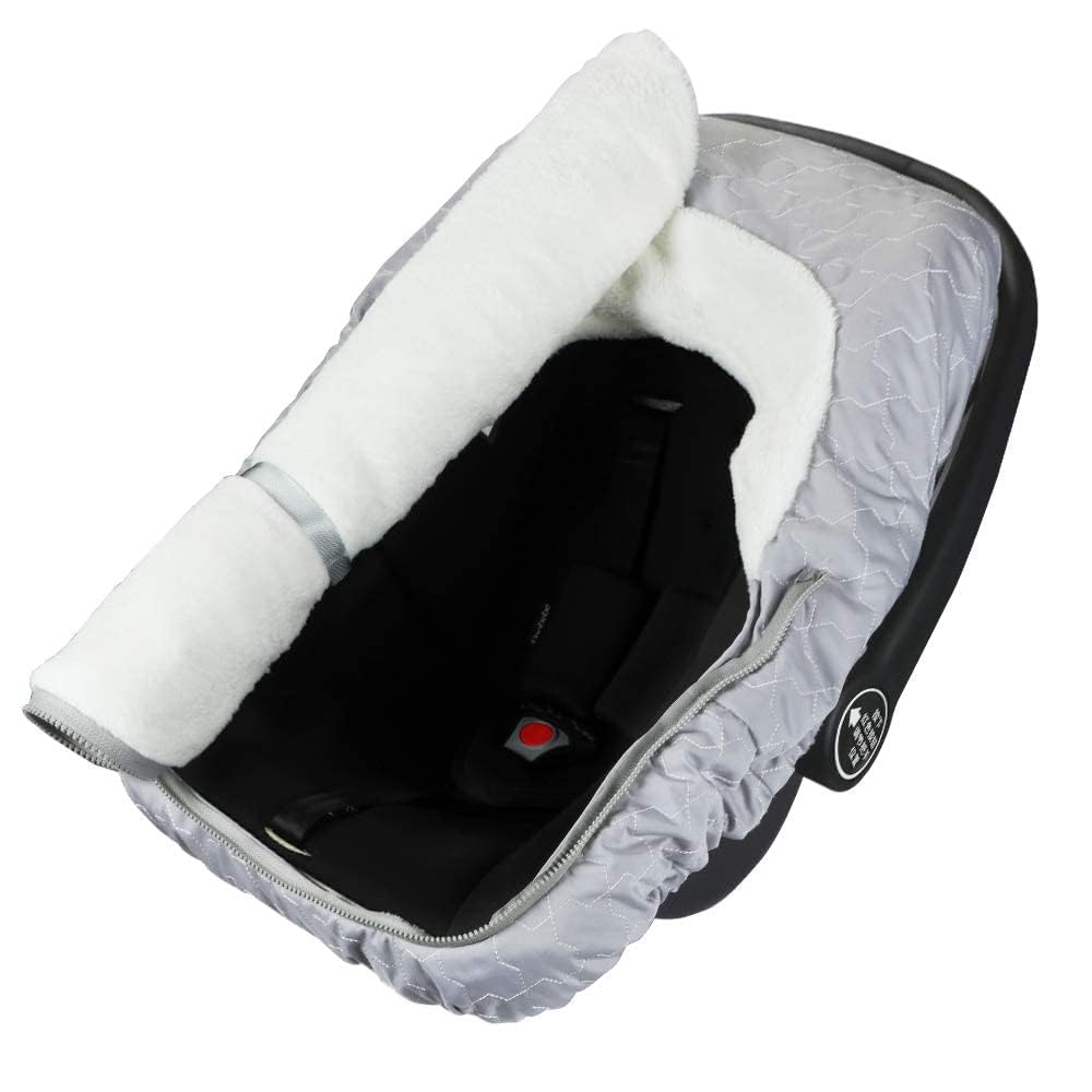 Yoofoss Funda para asiento de coche de bebé para invierno, cubierta para proteger al bebé del frío y el invierno, funda para portabebés cálida de felpa para niños y niñas (gris)