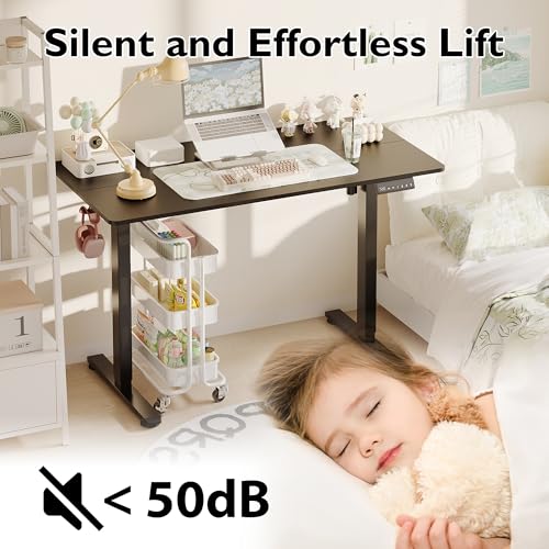 Scrivania Elettrica Regolabile, 120 x 60 cm, Altezza 72-120 cm, Motore Silenzioso, 3 Memorie Preimpostate, Scrivania Gaming e da Ufficio,Gancio per Cuffie, Scrivania da Ufficio e Gaming, Nero - Sedia gaming - Immagine 6